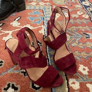 Madewell Maroon Suede Block Heels